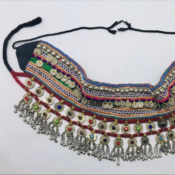 Vintage Kuchi Belly Dance Belt: Afghan Coins & Glass Stones main image 7